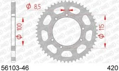 AFAM Tandwiel Achterzijde Staal 46T - 420